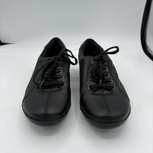 Clarks Collection Shoes Womens 7.5 Everlay Elma‎ Black Leather Oxford Lace Up - Picture 4 of 9